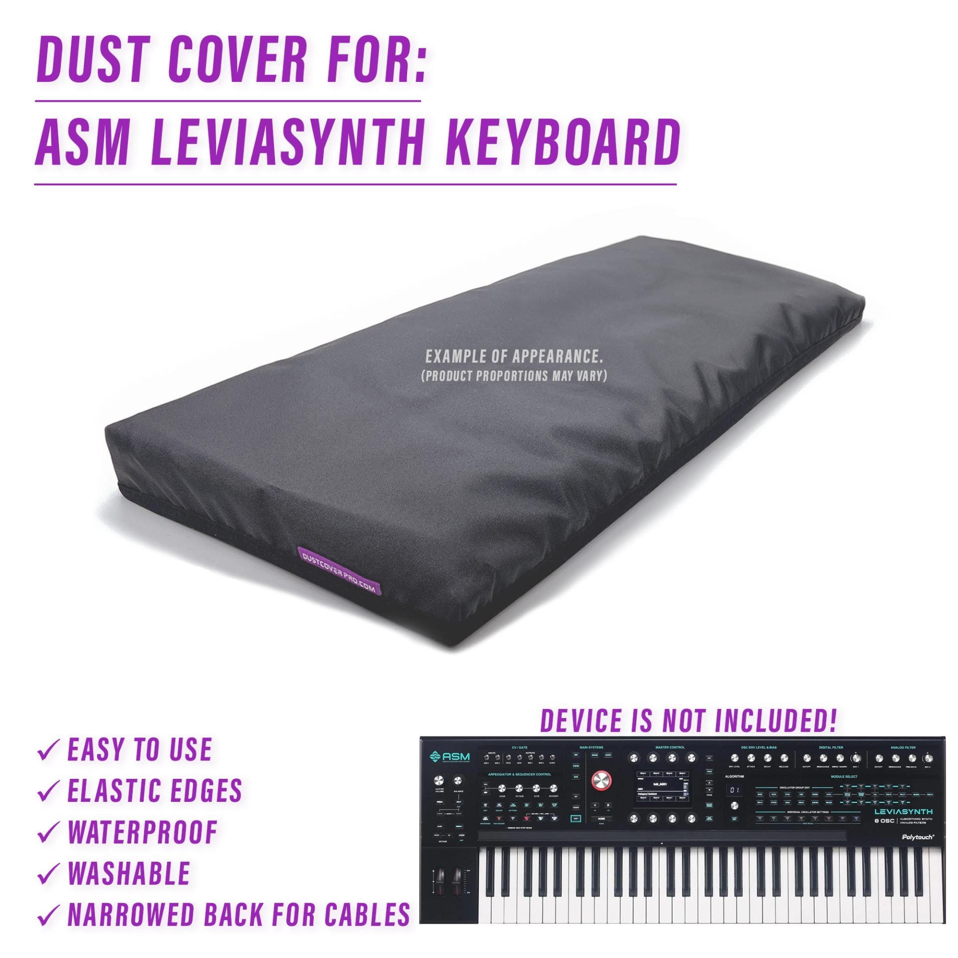 ASM dust cover dustcover dustcoverpro elastic synth protection water resistant waterproof leviasynth keyboard