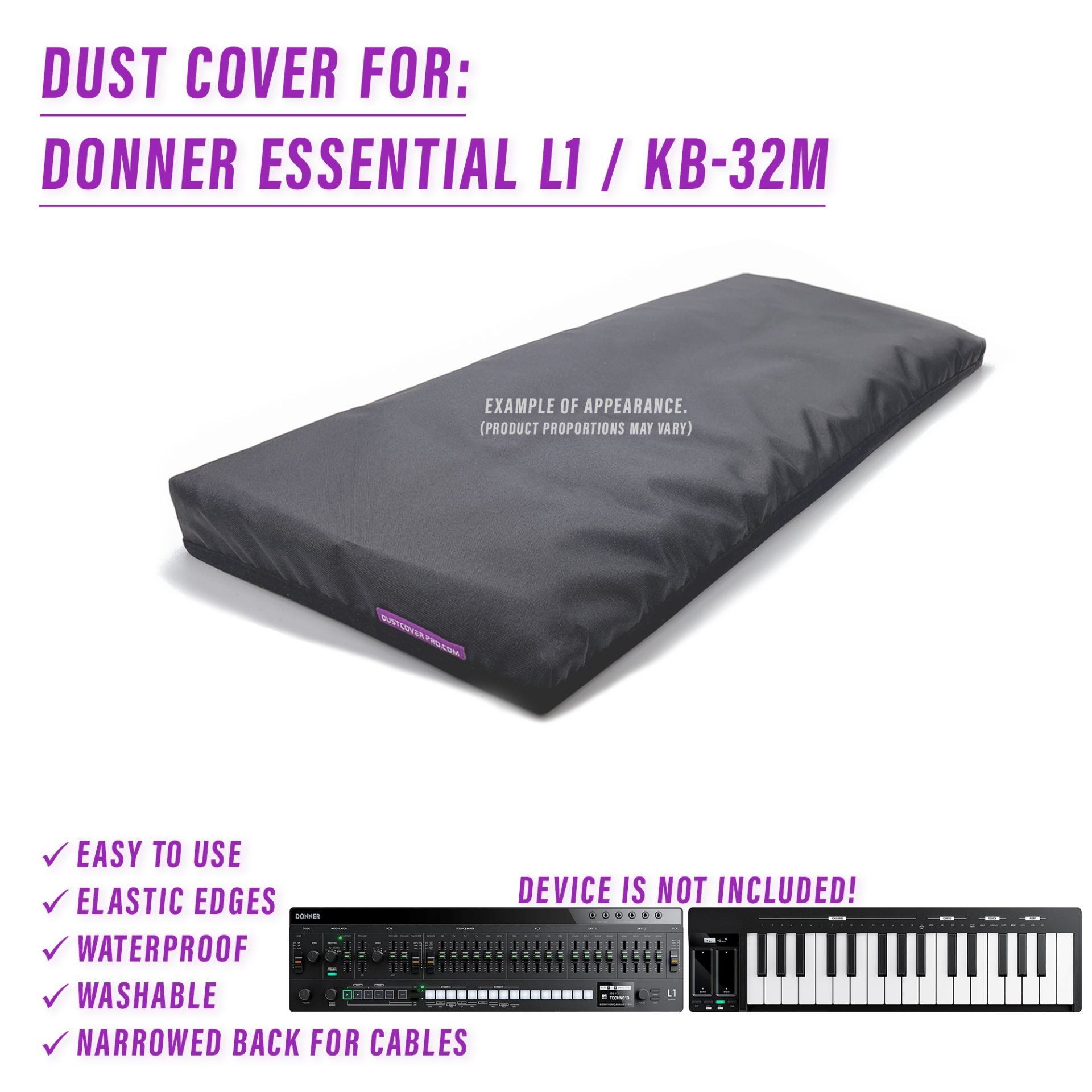 dust cover dustcover dustcoverpro elastic synth protection water resistant waterproof Donner Essential L1 Donner KB-32M