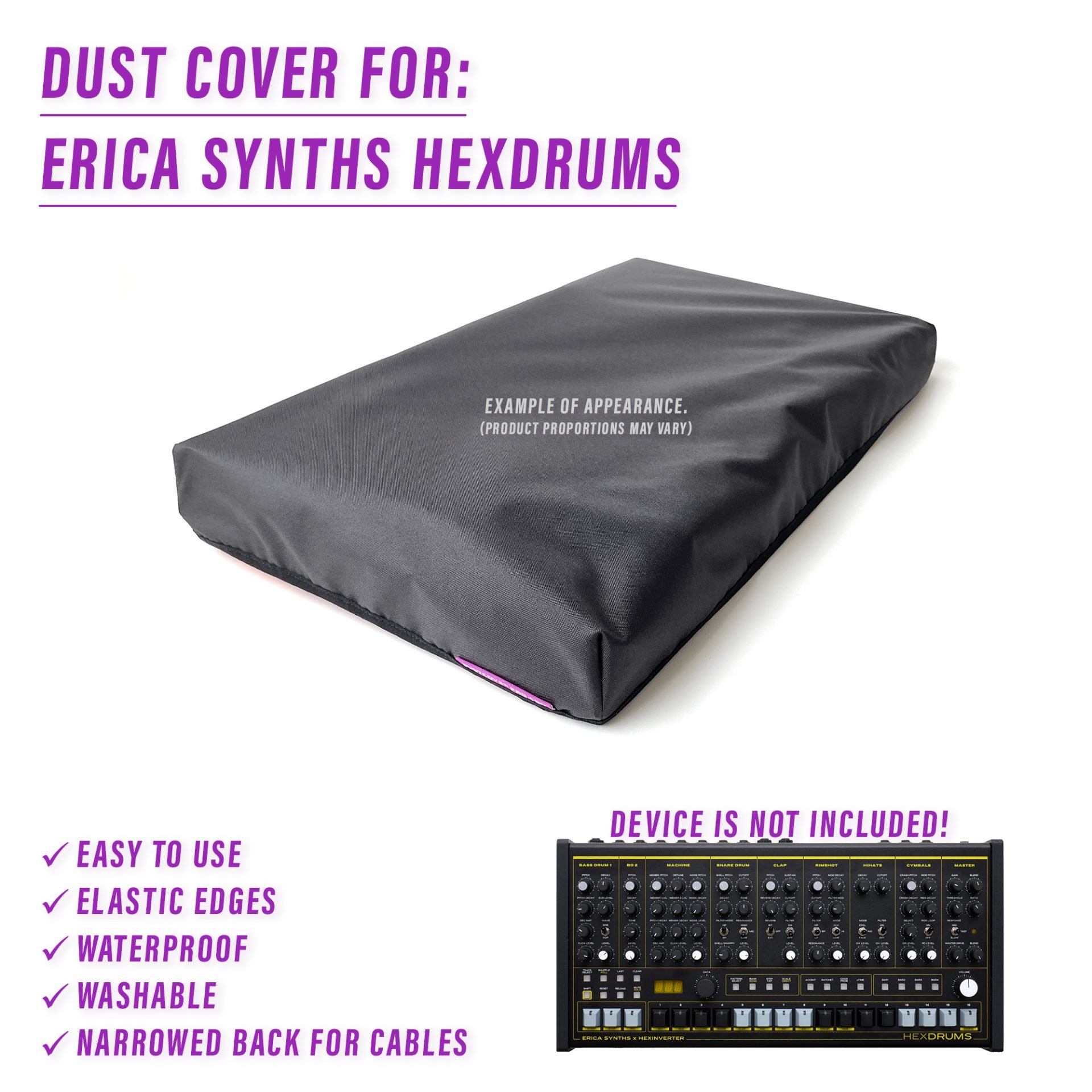 dust cover dustcover dustcoverpro elastic Erica Synths synth synth protection water resistant waterproof hexdrums erica synths hexdrums