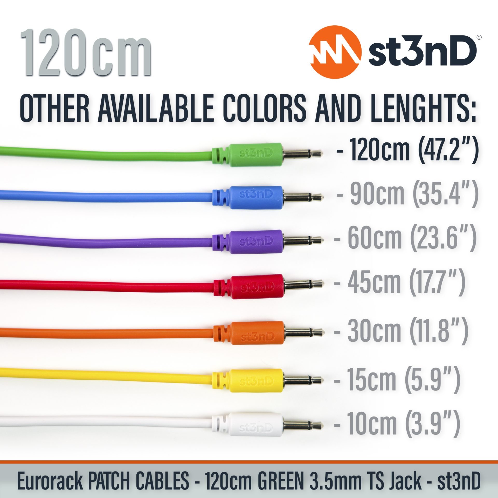 modular eurorack patch cable 3.5mm mono jack 120cm long GREEN color eurorack cable holder semimodular modular copper patch cable pvc patch cable short patch cable synth accessory