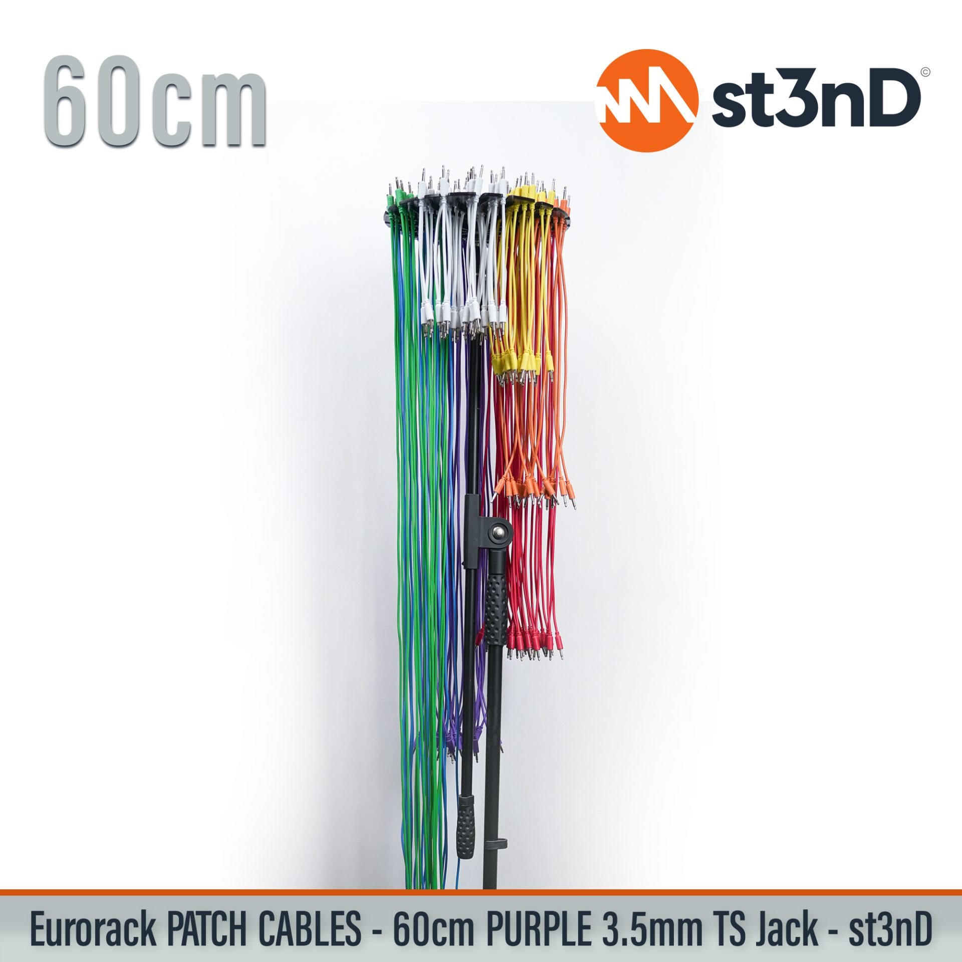 modular eurorack patch cable 3.5mm mono jack 60cm long purple color eurorack cable holder semimodular modular copper patch cable pvc patch cable short patch cable synth accessory