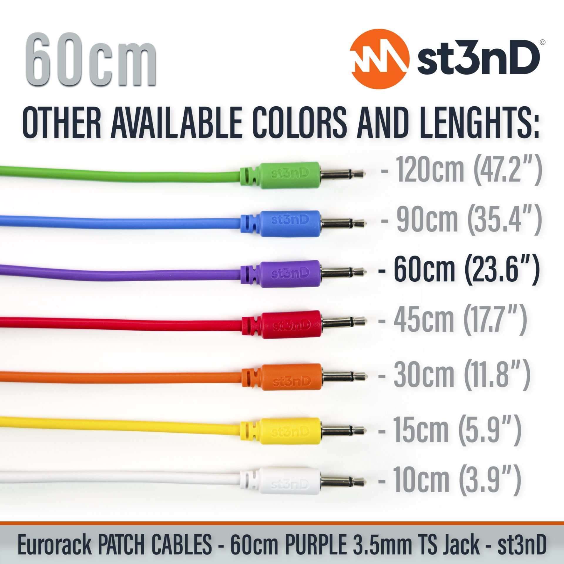modular eurorack patch cable 3.5mm mono jack 60cm long purple color eurorack cable holder semimodular modular copper patch cable pvc patch cable short patch cable synth accessory
