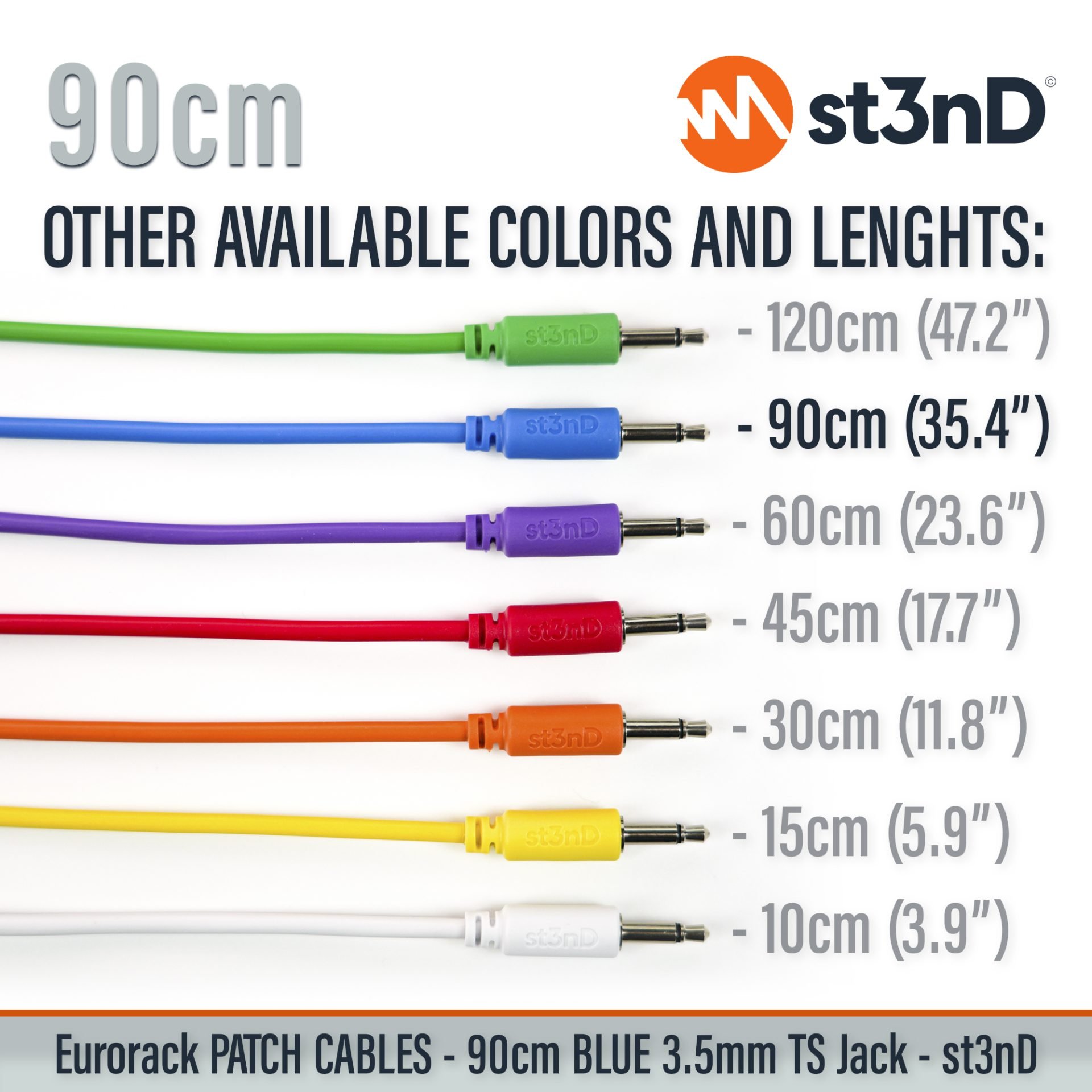 modular eurorack patch cable 3.5mm mono jack 90cm long BLUE color eurorack cable holder semimodular modular copper patch cable pvc patch cable short patch cable synth accessory