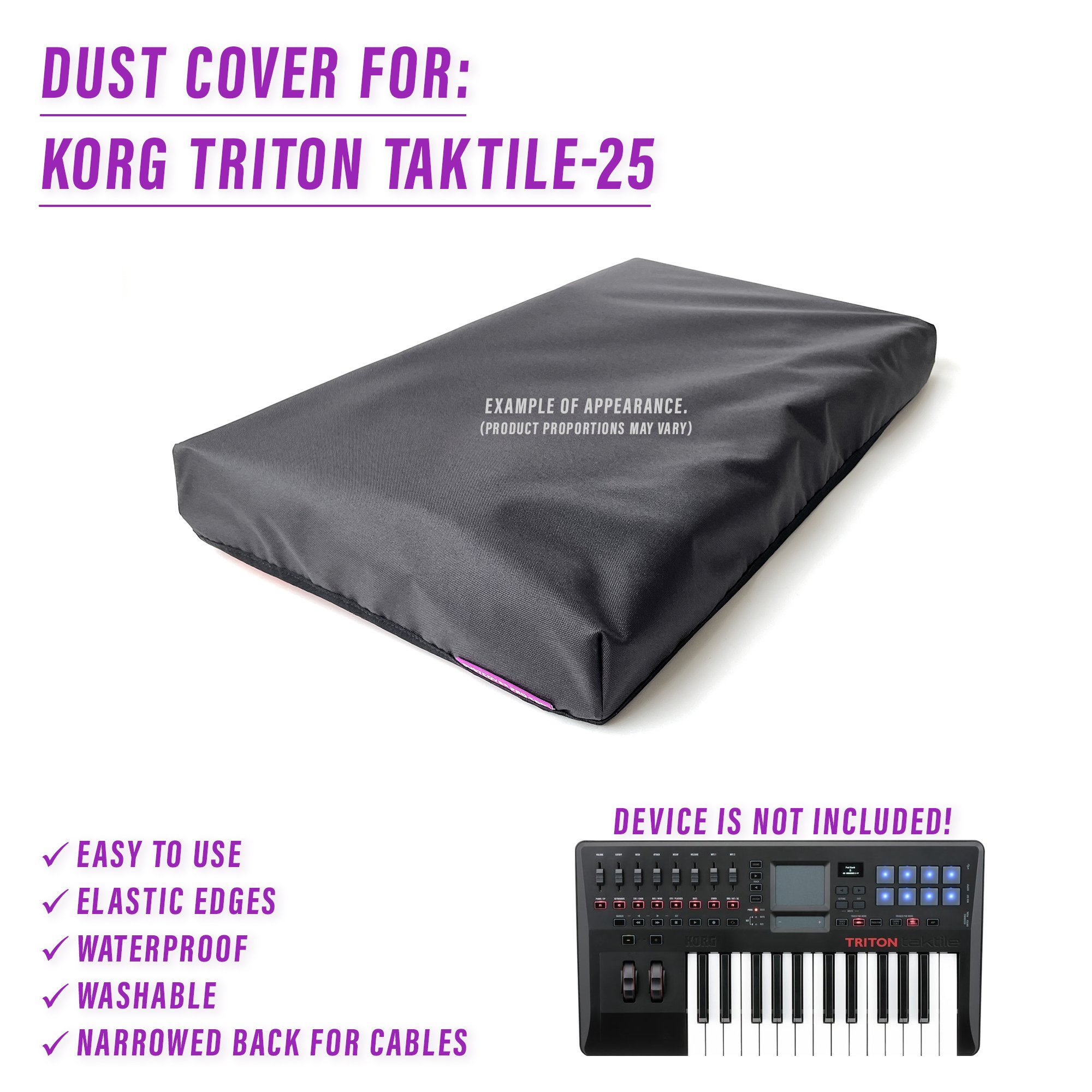 dust cover dustcover dustcoverpro elastic korg synth synth protection water resistant waterproof triton Taktile-25
