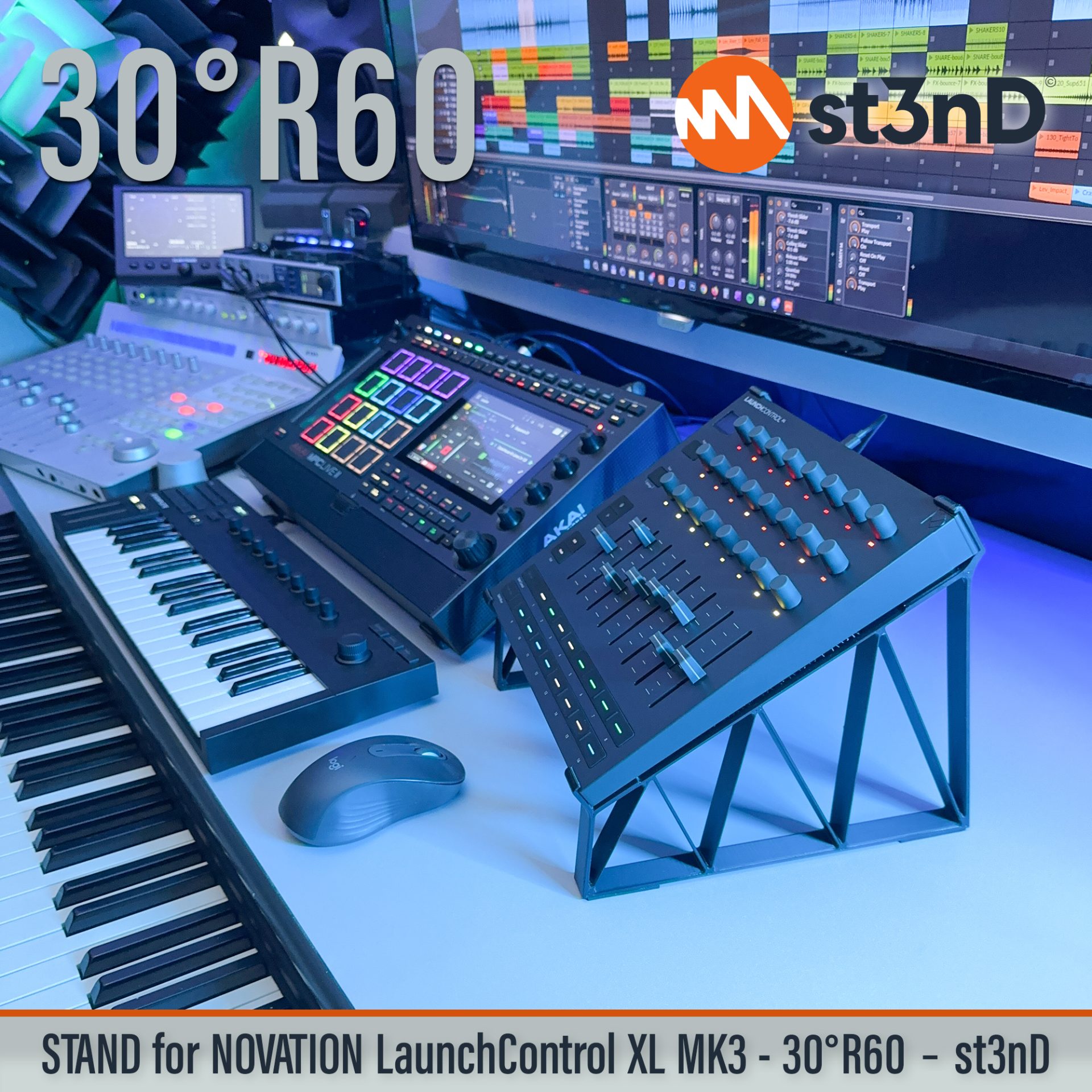 Ableton daw controller Launch Control XL MK3 launchcontrol novation novation launch portable st3nD stable stand strong sturdy tilted