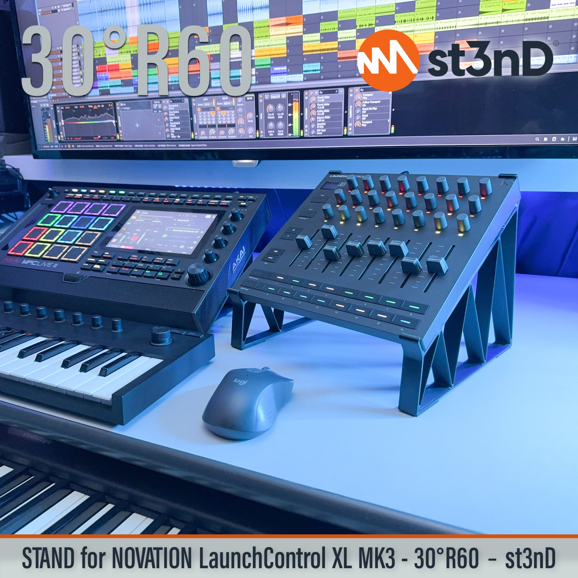 Ableton daw controller Launch Control XL MK3 launchcontrol novation novation launch portable st3nD stable stand strong sturdy tilted