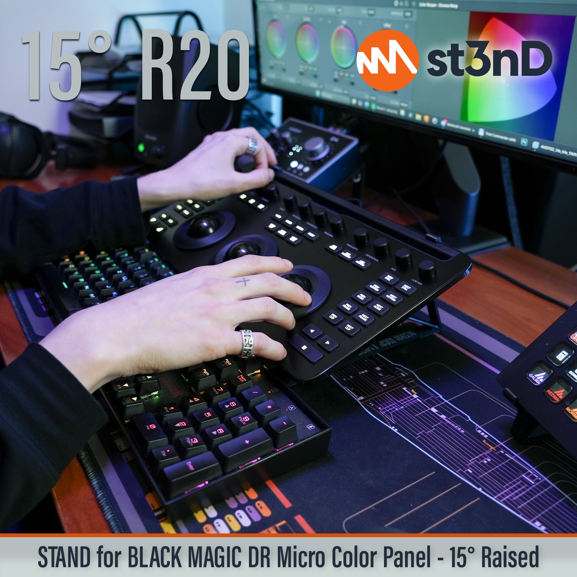 black magic color panel davici resolve davinci micro color panel DaVinci Resolve portable raised resolve stand st3nD stable stand stand strong sturdy tilted micro color panel