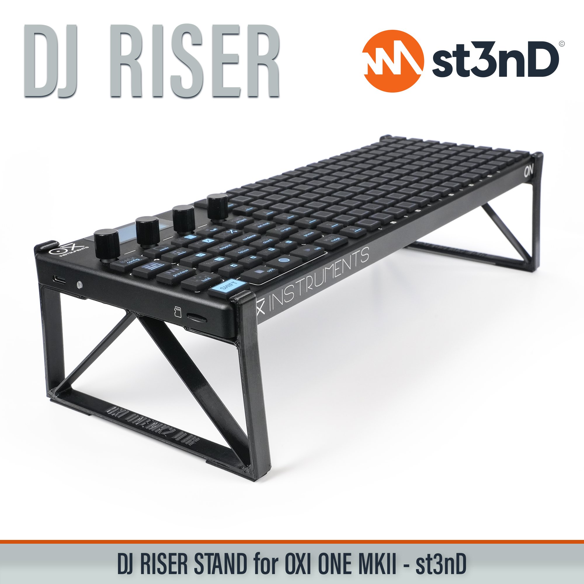 ONE MKII oxi instruments oxi instruments one OXI ONE MKII Performance Step Sequencer portable st3nD stable stand strong sturdy tilted