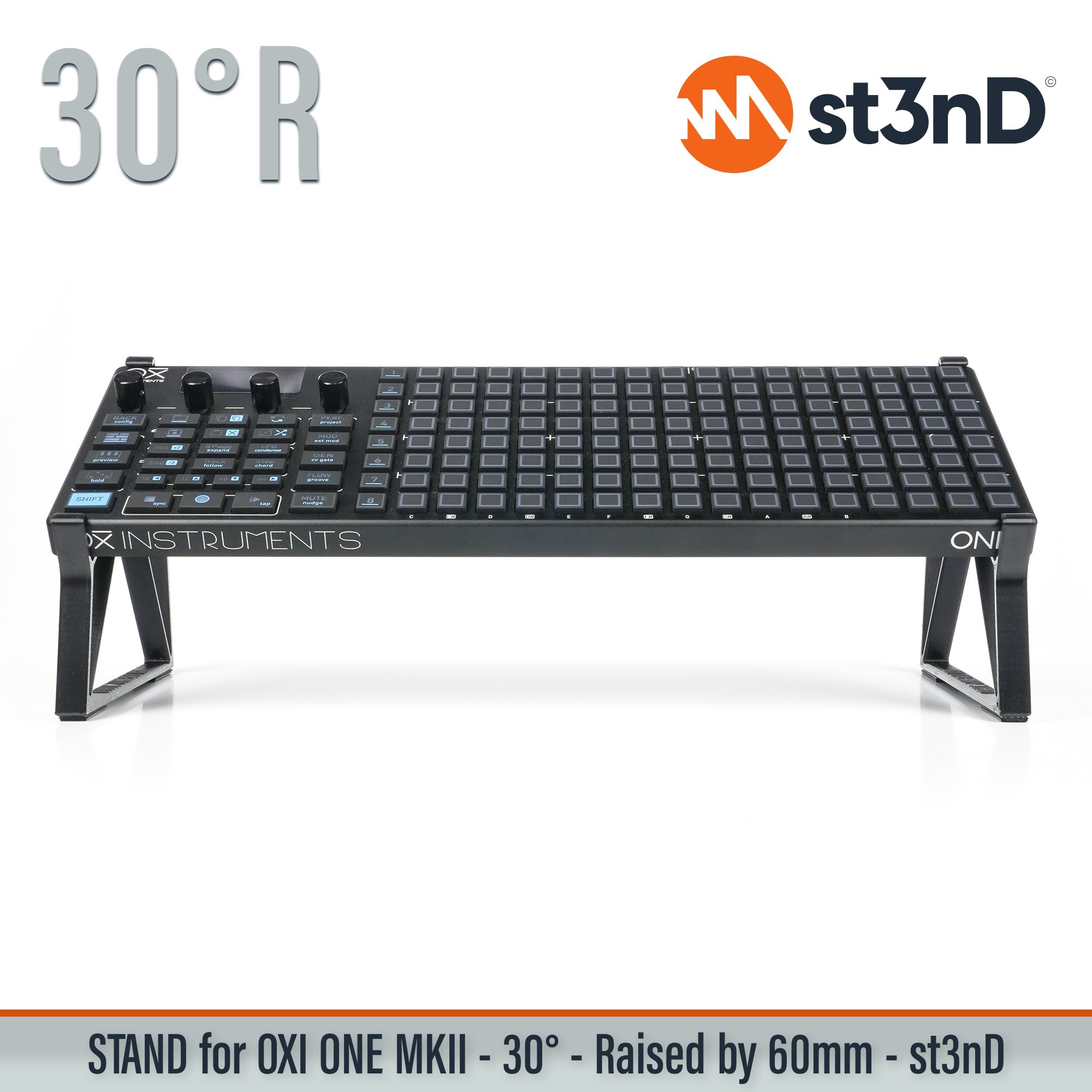 ONE MKII oxi instruments oxi instruments one OXI ONE MKII Performance Step Sequencer portable st3nD stable stand strong sturdy tilted