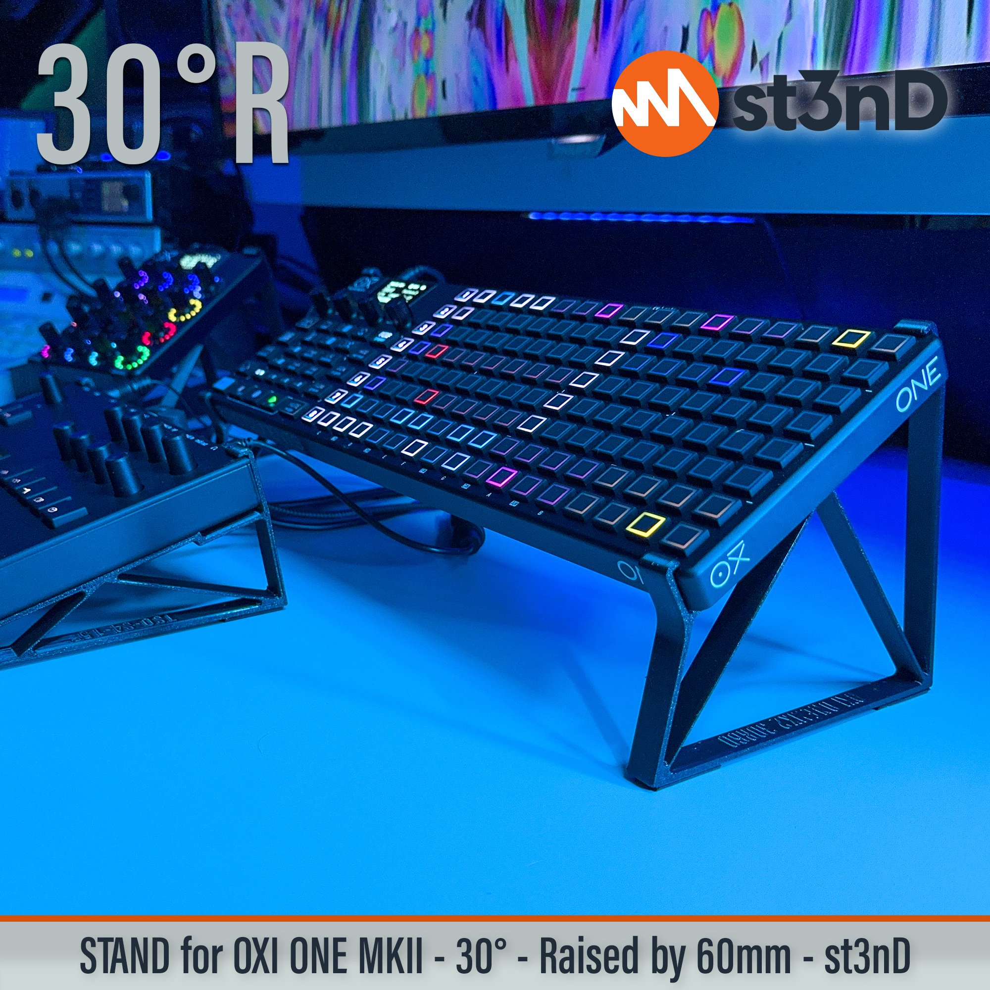 ONE MKII oxi instruments oxi instruments one OXI ONE MKII Performance Step Sequencer portable st3nD stable stand strong sturdy tilted