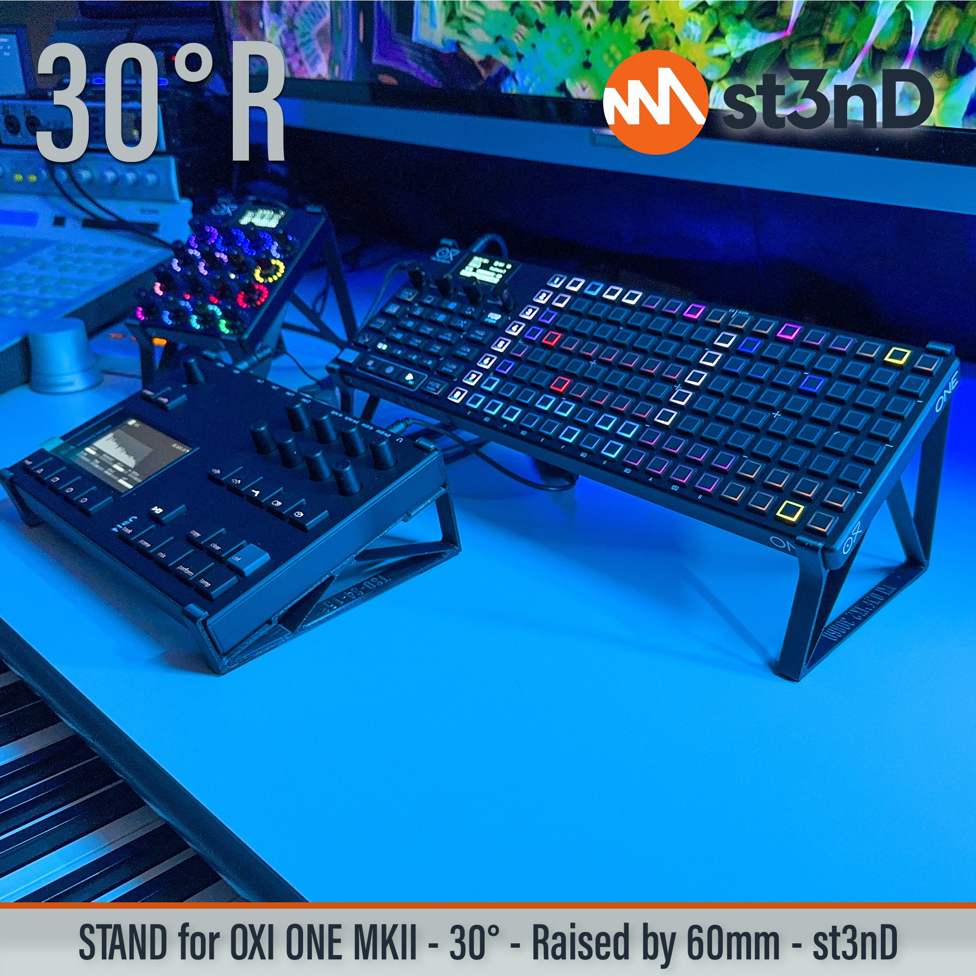 ONE MKII oxi instruments oxi instruments one OXI ONE MKII Performance Step Sequencer portable st3nD stable stand strong sturdy tilted