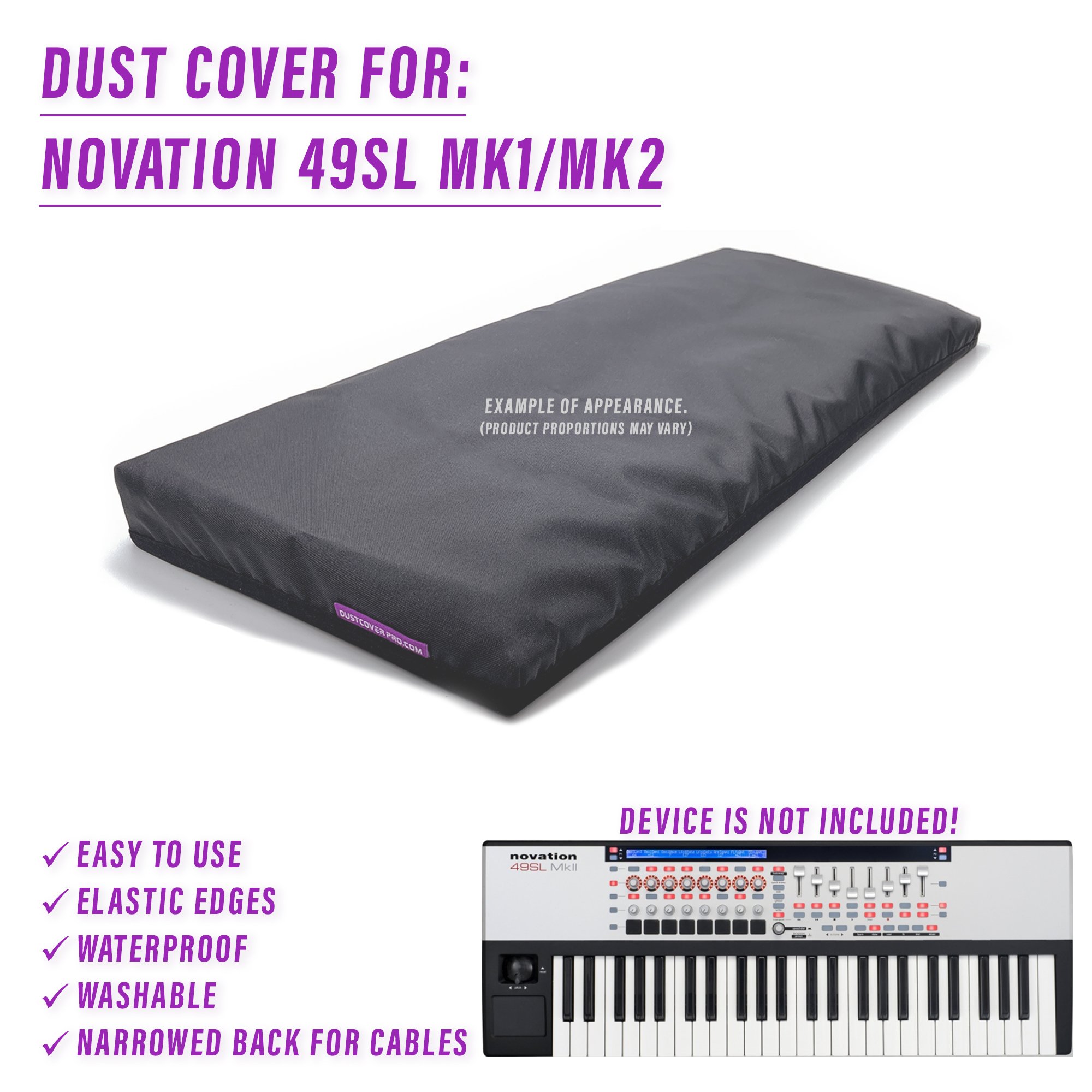 dust cover dustcover dustcoverpro elastic keyboard cover novation synth synth protection water resistant waterproof 49sl mk1 49sl mk2 49sl mkI 49sl mkII 49sl