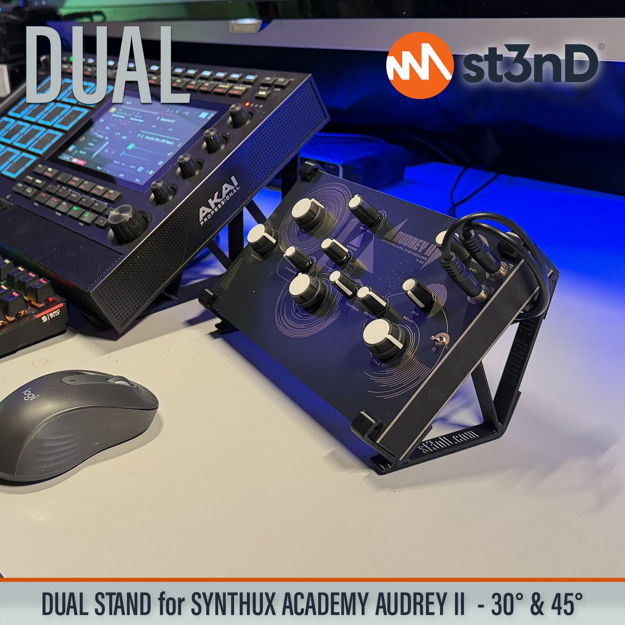 desktop stand music production st3nD stand strong studio gear sturdy synth synthesizer stand synthux academy audrey audrey II audrey 2 stand synthux academy dual stand