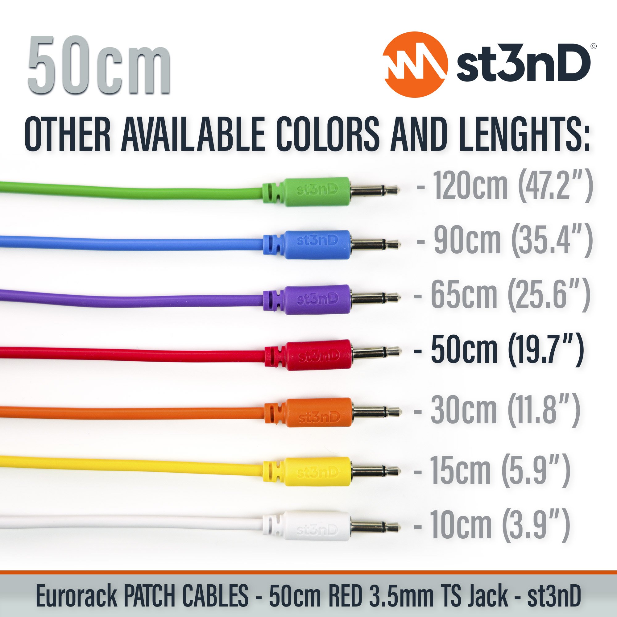 With dimensions of the st3nD 5 pcs Modular Eurorack Patch Cable, RED 50cm, 3.5mm Mono, TS Jack