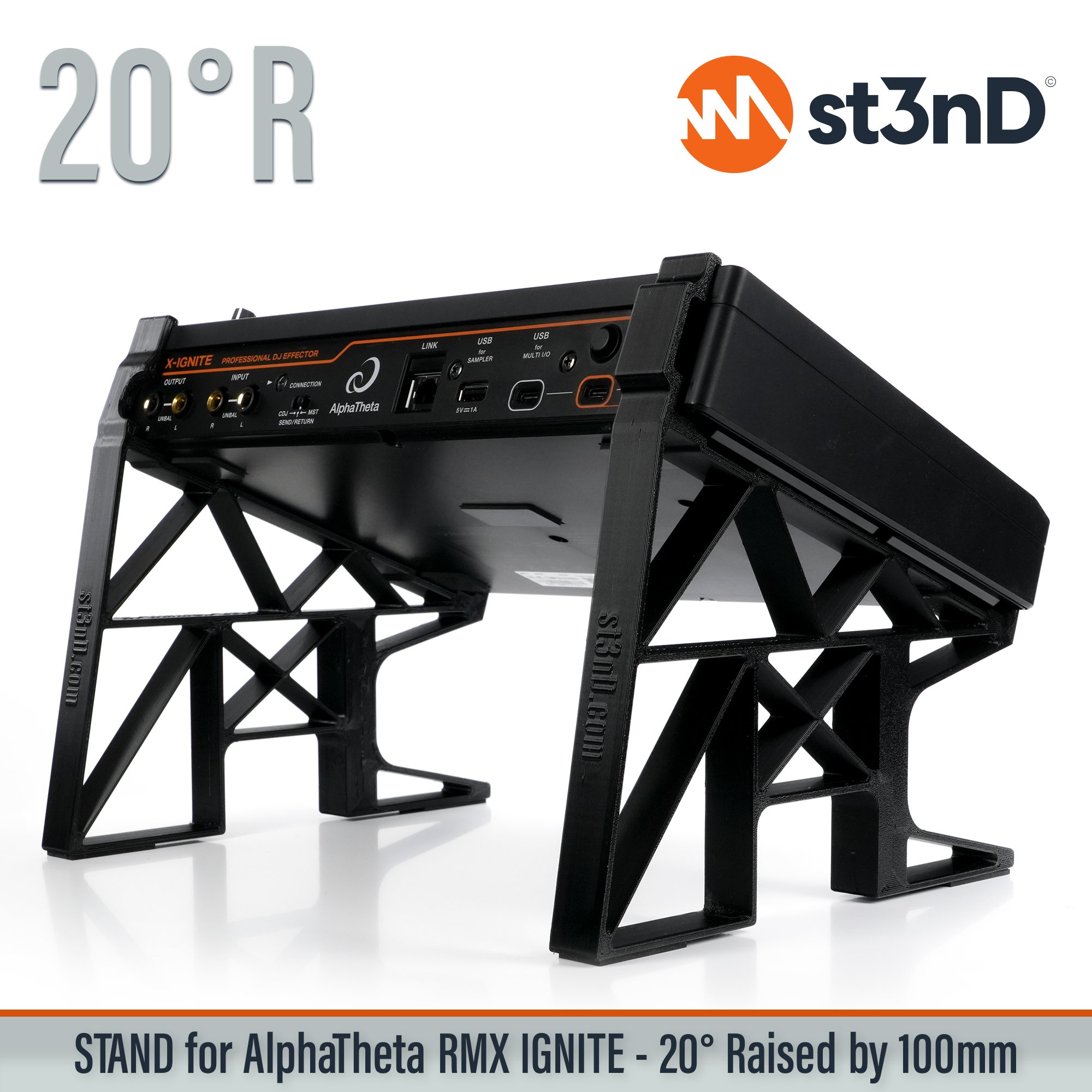 AlphaTheta, alphatheta rmx, dj device, dj effector, dj equipment, ignite, Pioneer DJ, pioneer dj rmx, pioneer ignite, portable, RMX-Ignite, st3nD, stable, stand, strong, sturdy, tilted, raised, elevated, djriser, dj raiser