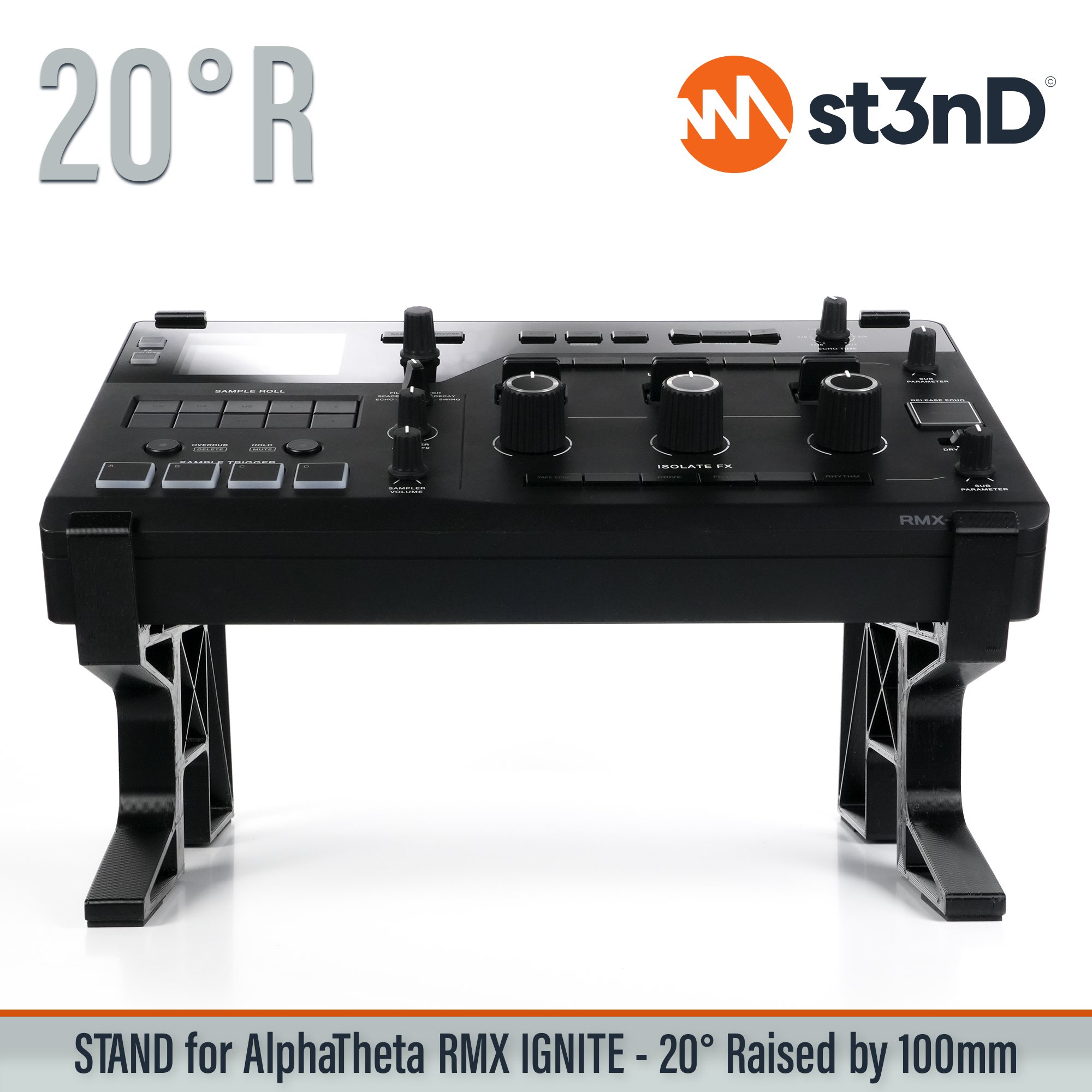 AlphaTheta, alphatheta rmx, dj device, dj effector, dj equipment, ignite, Pioneer DJ, pioneer dj rmx, pioneer ignite, portable, RMX-Ignite, st3nD, stable, stand, strong, sturdy, tilted, raised, elevated, djriser, dj raiser