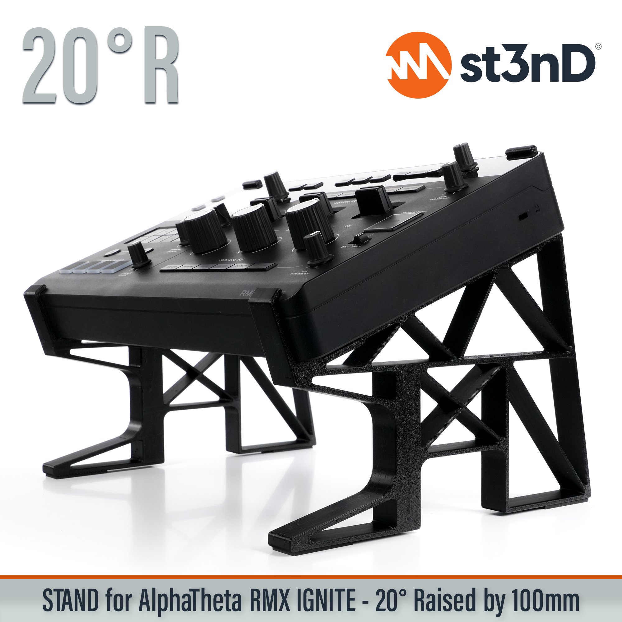 AlphaTheta, alphatheta rmx, dj device, dj effector, dj equipment, ignite, Pioneer DJ, pioneer dj rmx, pioneer ignite, portable, RMX-Ignite, st3nD, stable, stand, strong, sturdy, tilted, raised, elevated, djriser, dj raiser