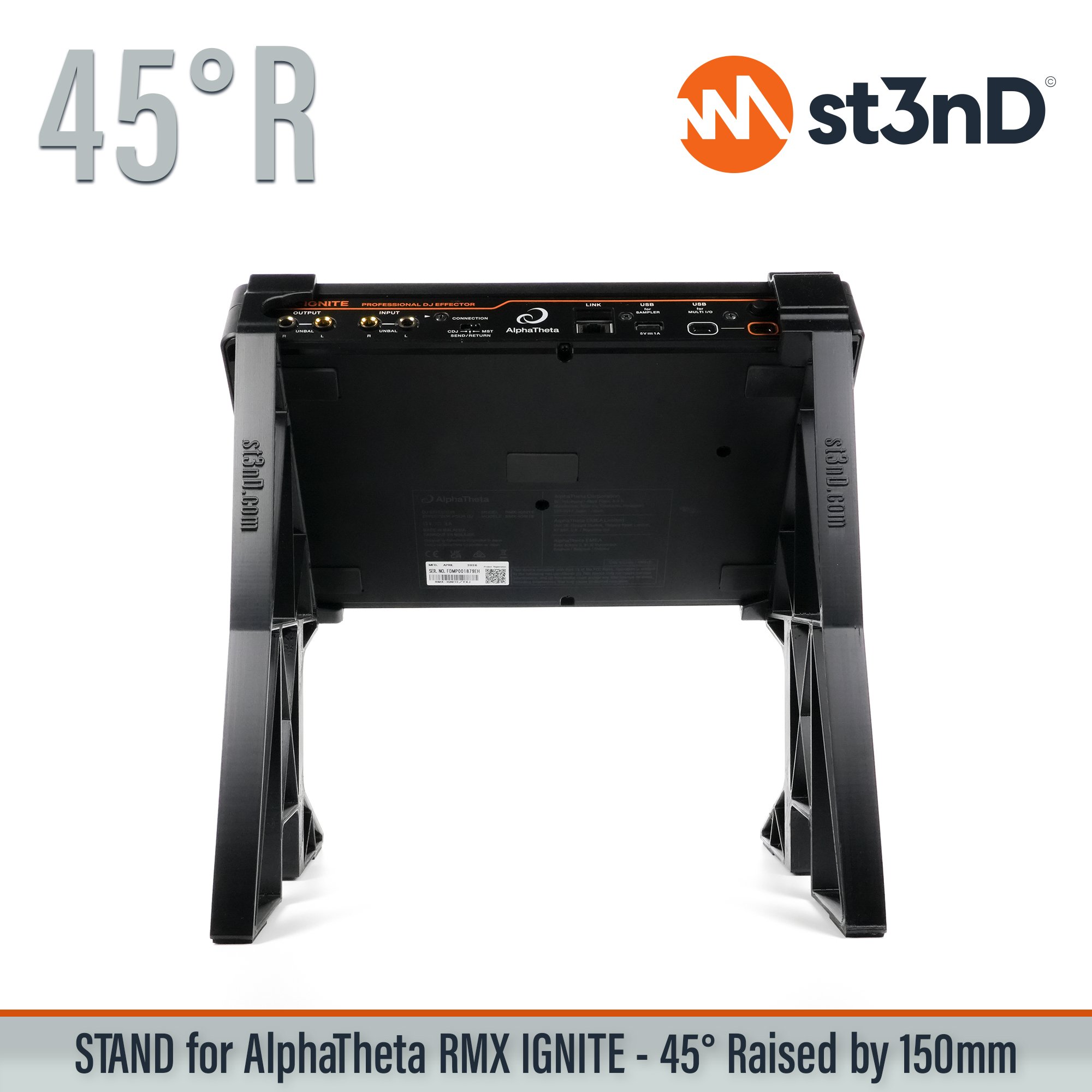 AlphaTheta, alphatheta rmx, dj device, dj effector, dj equipment, ignite, Pioneer DJ, pioneer dj rmx, pioneer ignite, portable, RMX-Ignite, st3nD, stable, stand, strong, sturdy, tilted, raised, elevated, djriser, dj raiser