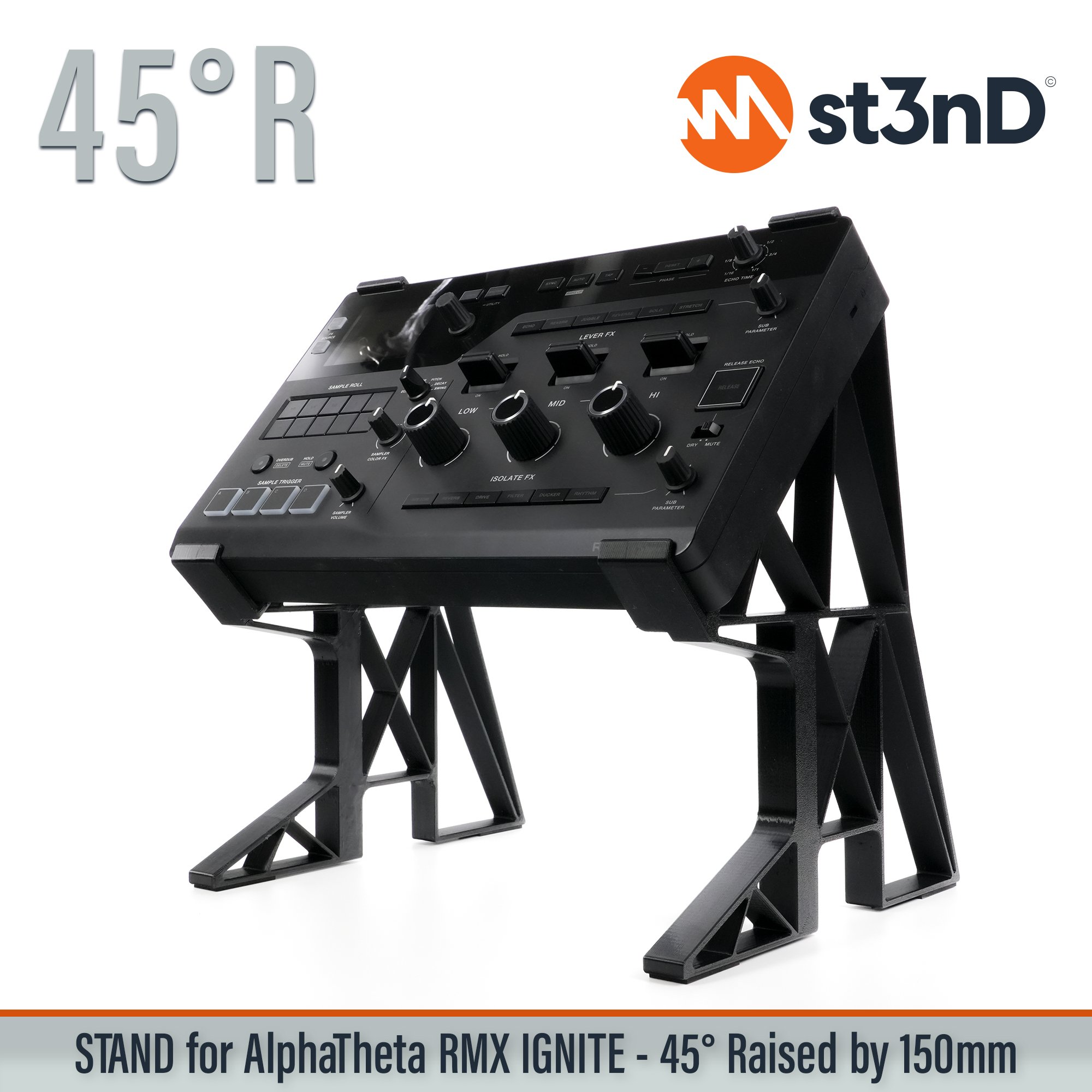 AlphaTheta, alphatheta rmx, dj device, dj effector, dj equipment, ignite, Pioneer DJ, pioneer dj rmx, pioneer ignite, portable, RMX-Ignite, st3nD, stable, stand, strong, sturdy, tilted, raised, elevated, djriser, dj raiser