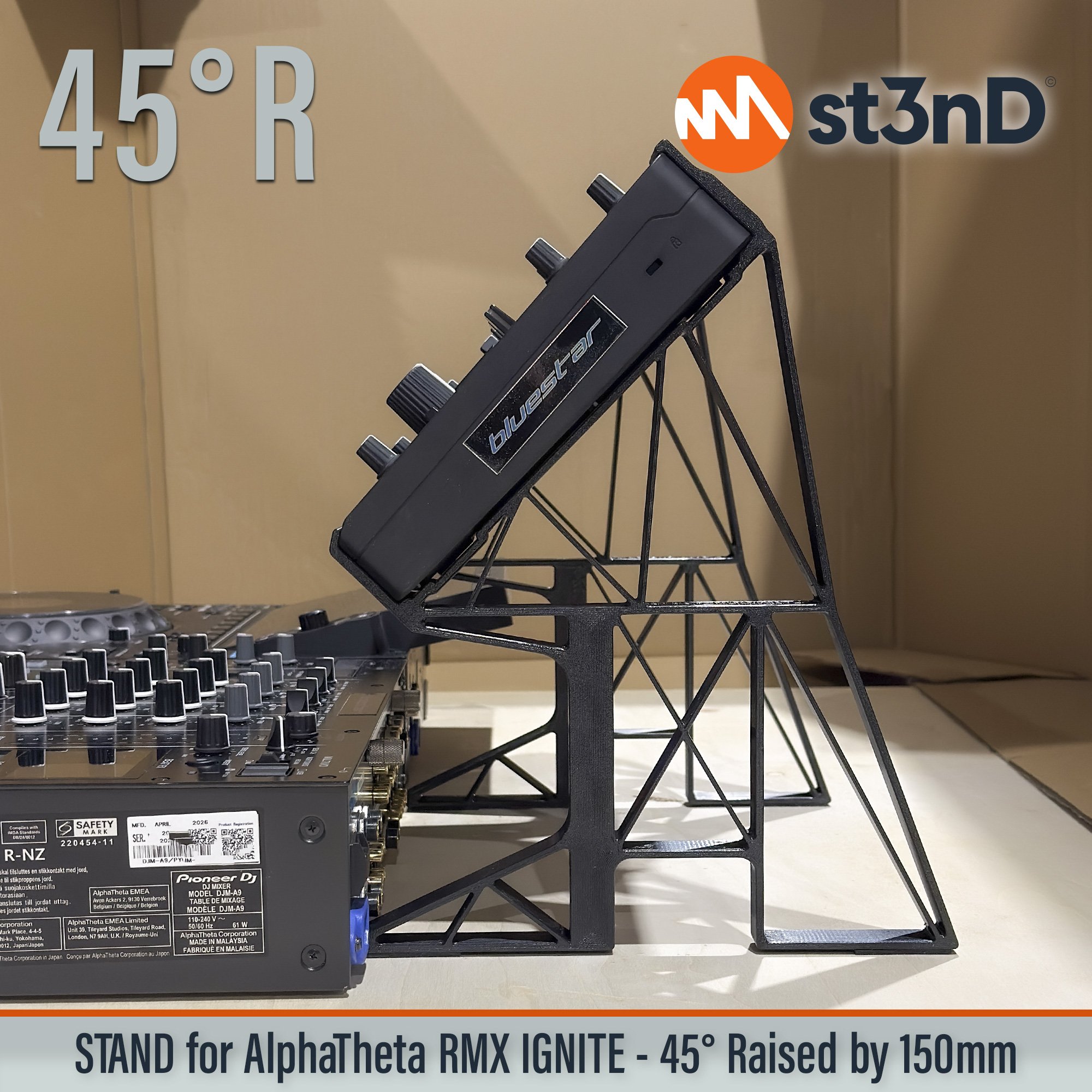 AlphaTheta, alphatheta rmx, dj device, dj effector, dj equipment, ignite, Pioneer DJ, pioneer dj rmx, pioneer ignite, portable, RMX-Ignite, st3nD, stable, stand, strong, sturdy, tilted, raised, elevated, djriser, dj raiser
