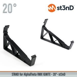 AlphaTheta RMX-IGNITE 20° tilted desktop stand by st3nD, designed for stable and secure positioning of your DJ effector. Strong, sturdy construction with rubber pads helps prevent slipping during intensive use while improving visibility, access and desktop space in your DJ equipment setup.